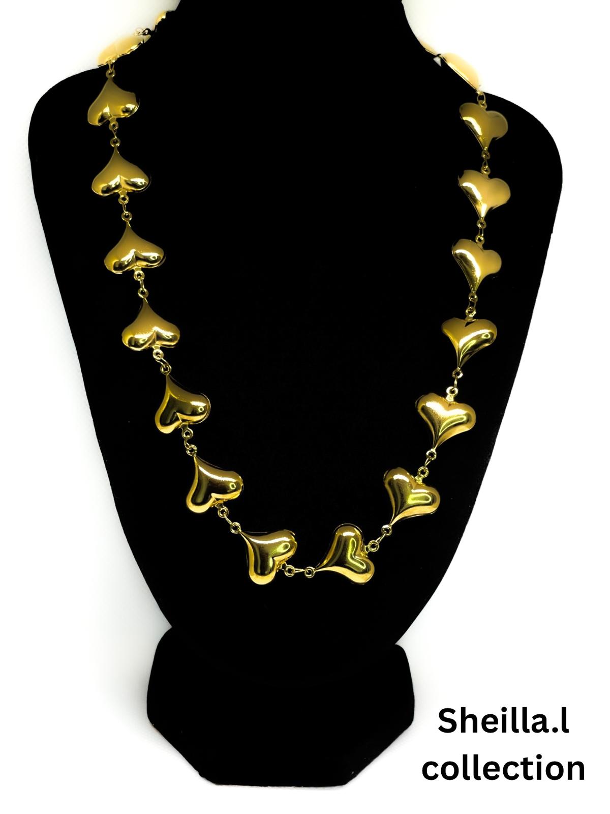 Golden Heart Link Stainless Steel Necklace