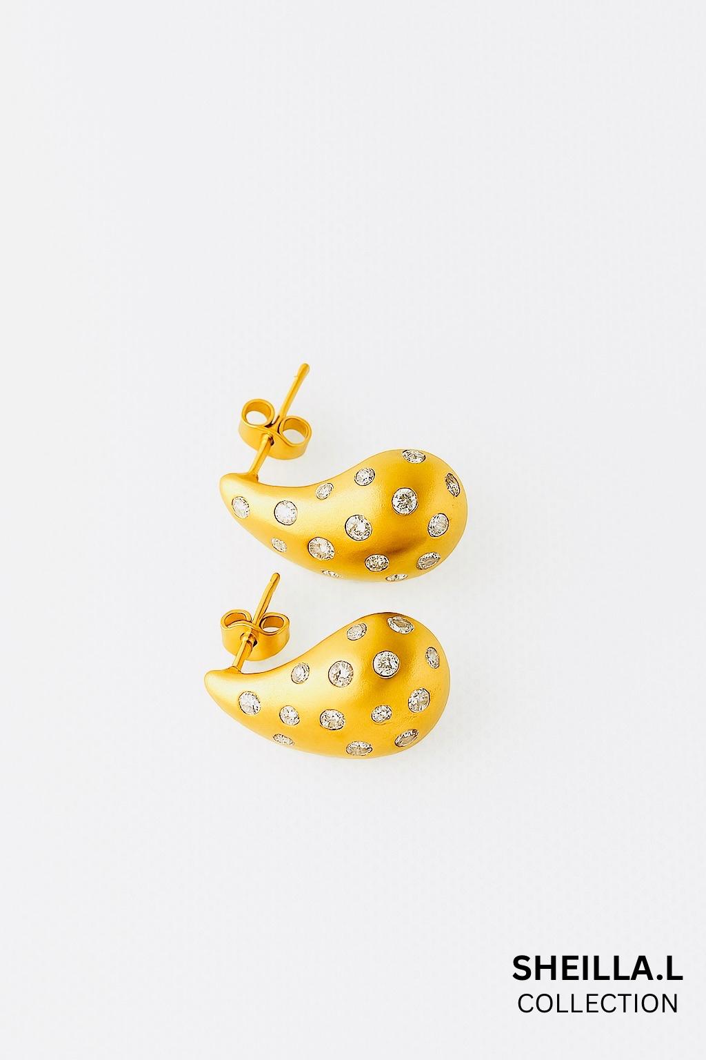 18k Gold Mini Teardrop Crystal Stud Earrings