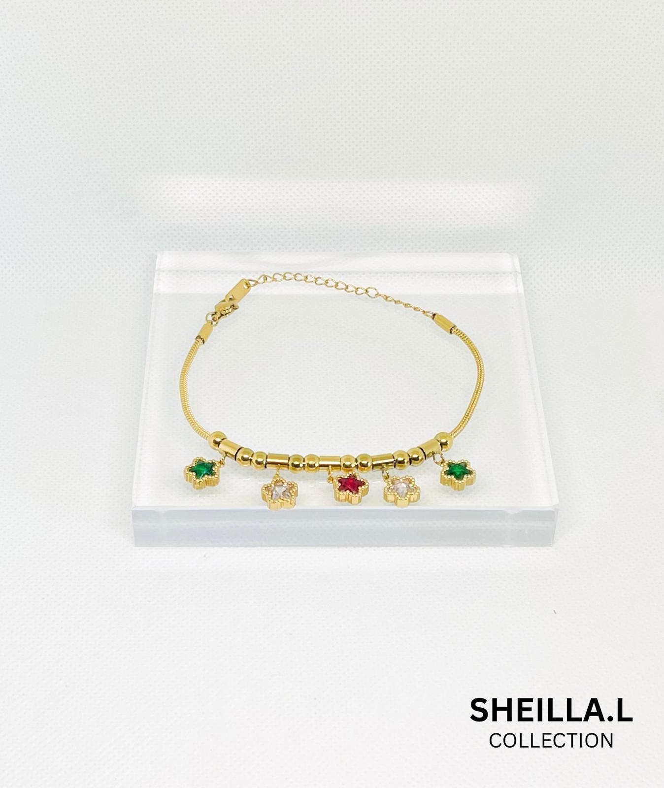 Gold-Plated Clover Charm Bracelet – Stainless Steel