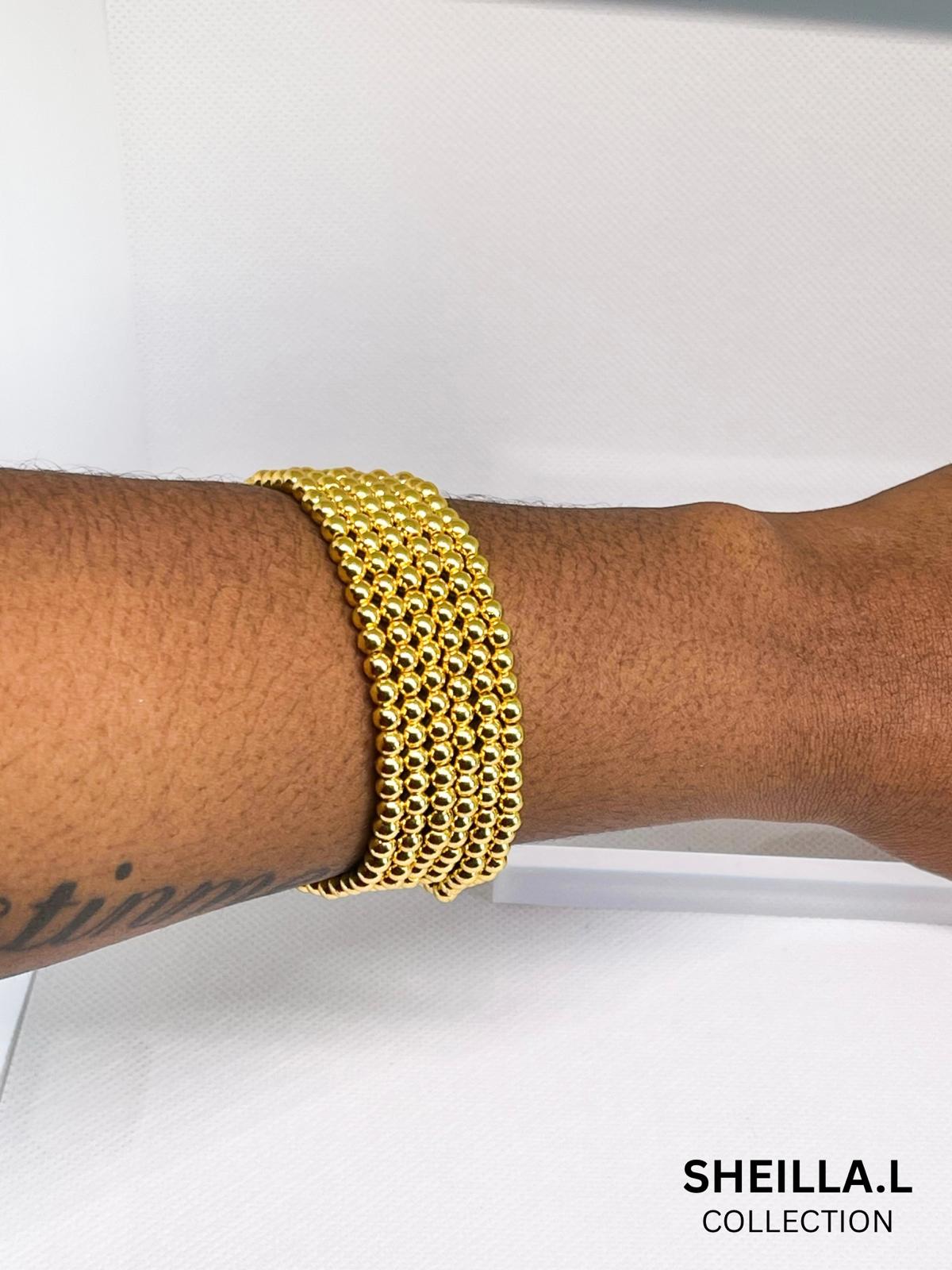 Gold-Plated Beaded Bracelet – Stainless Steel