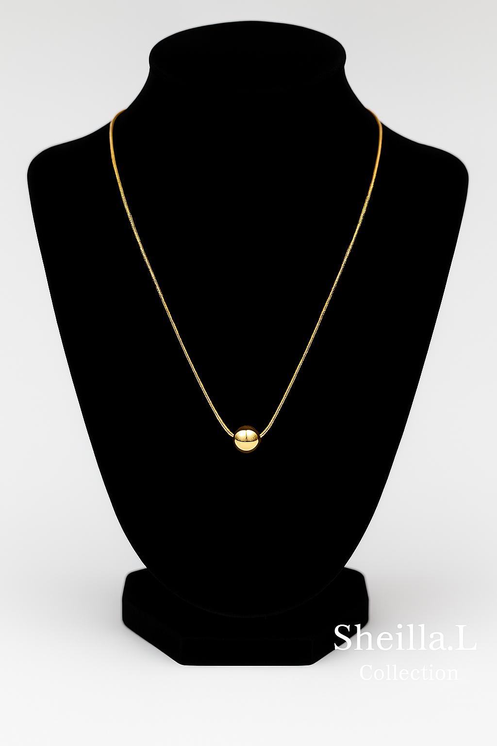 18k Gold Round Bead Necklace