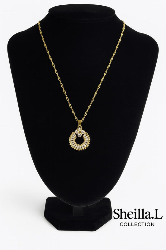 18k Gold Radiant Circle Pendant Necklace