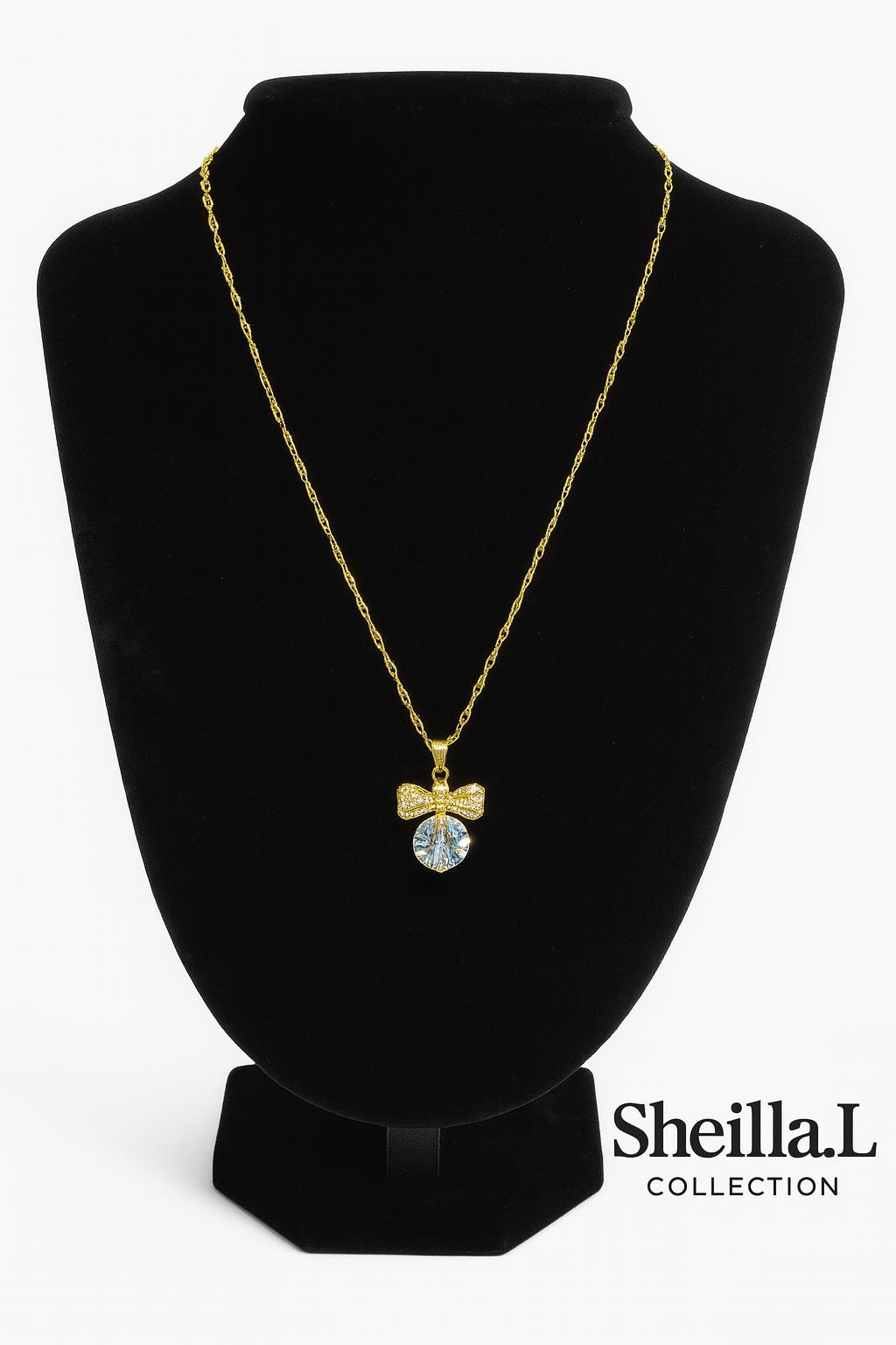 Crystal Pendant Bow Necklace