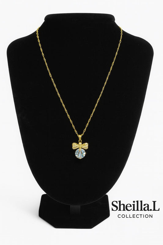 Crystal Pendant Bow Necklace