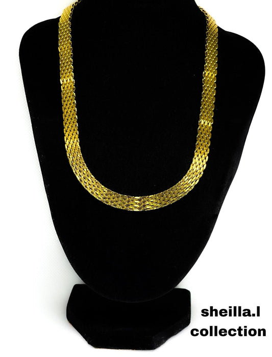 18K Gold Flat Snake Chain Necklace