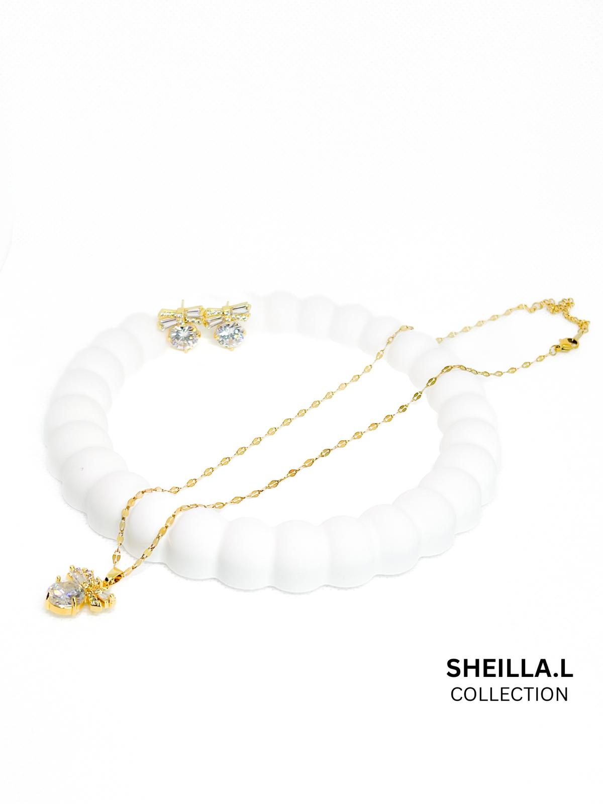 Clear Crystal Pendant Necklace & Earring Set