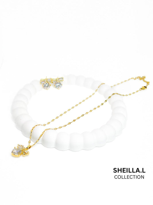 Clear Crystal Pendant Necklace & Earring Set