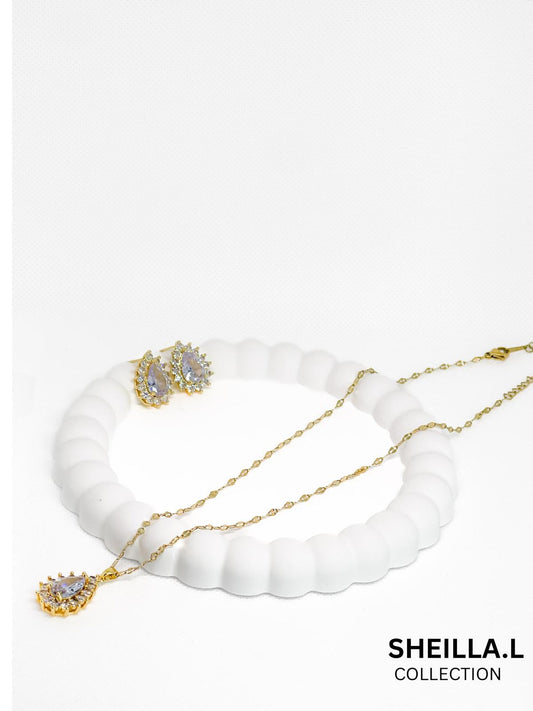 Tear Drop Crystal Necklace & Earring Set