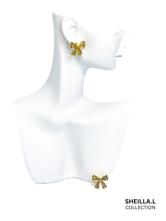 18k Gold Bow Stud Earrings
