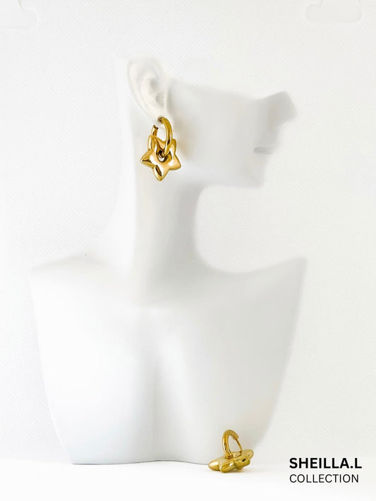 18k Gold Mini Star Hoop Earrings