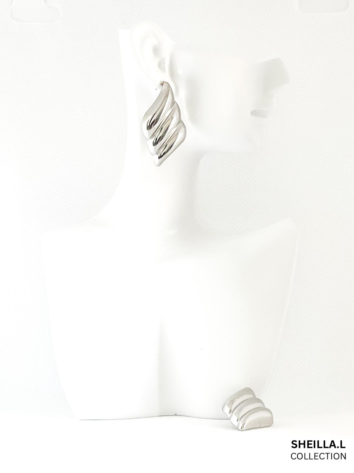 Silver Spiral Wave Earrings