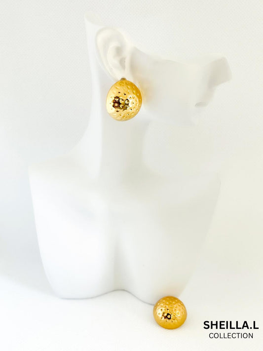 18K Gold Vintage Dome Earrings