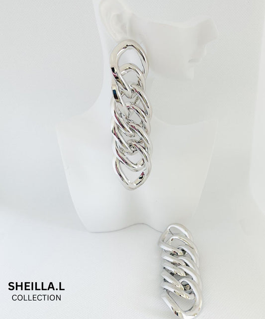 Silver Chain Link Drop Earrings