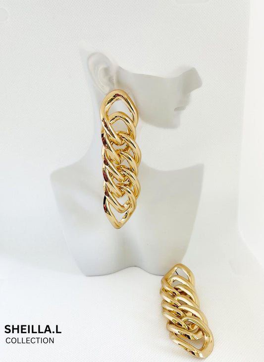 Gold Chain Link Drop Earrings