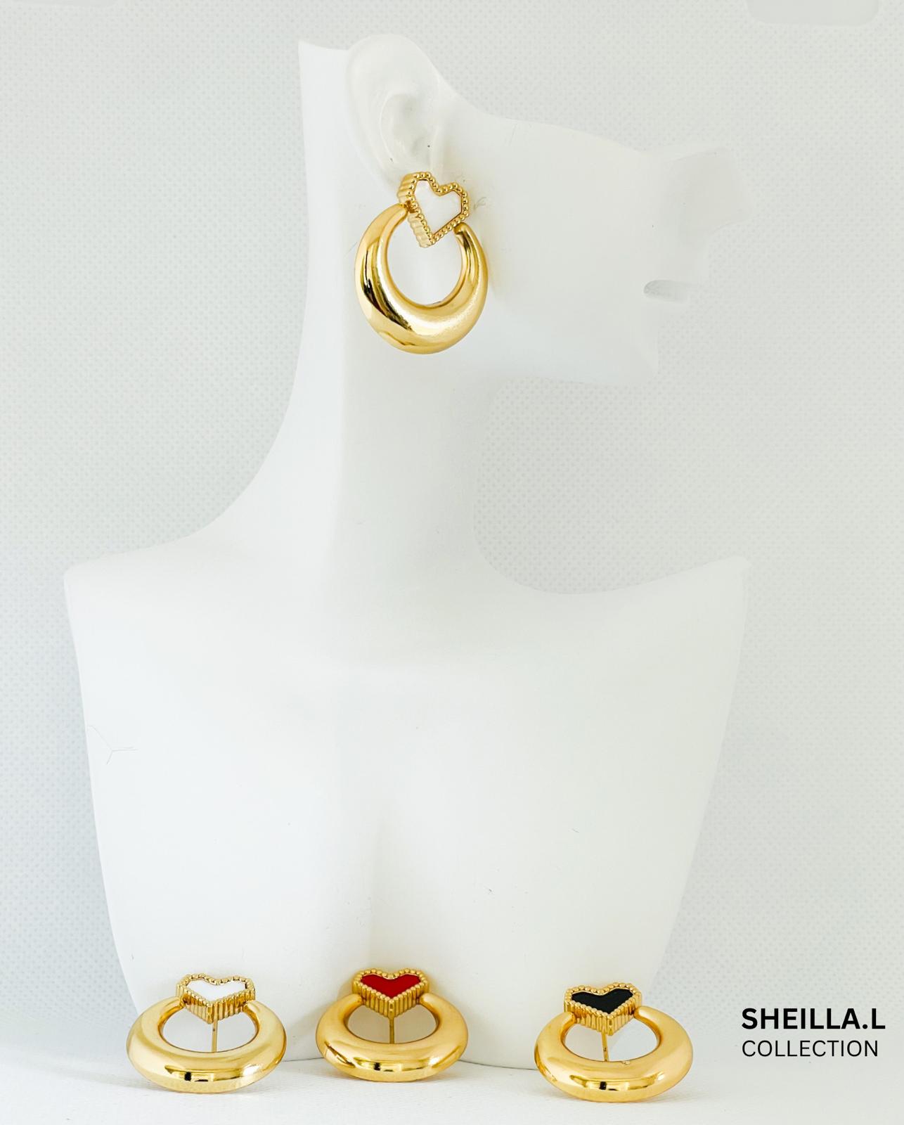 18K Gold Heart Hoop Earrings – 3 Colors