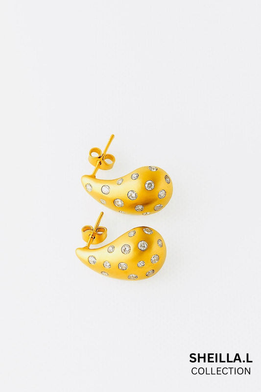 18k Gold Mini Teardrop Crystal Stud Earrings