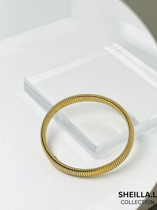 18K Gold Coil Bangle Bracelet – Stainless Steel