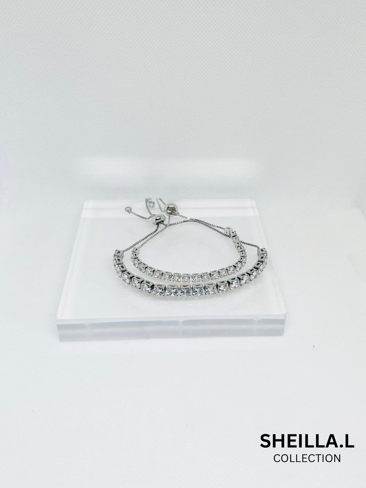 Silver Double Row Adjustable Bracelet – Stainless Steel