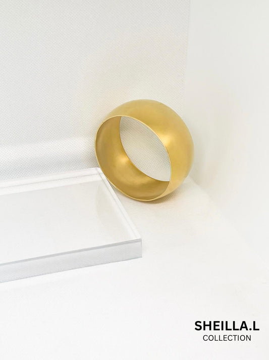 Wide Gold Statement Bangle Bracelet – Stainless Steel