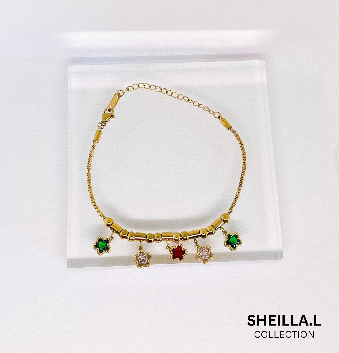 Gold-Plated Clover Charm Bracelet – Stainless Steel