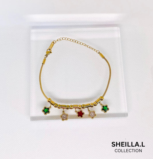 Gold-Plated Clover Charm Bracelet – Stainless Steel