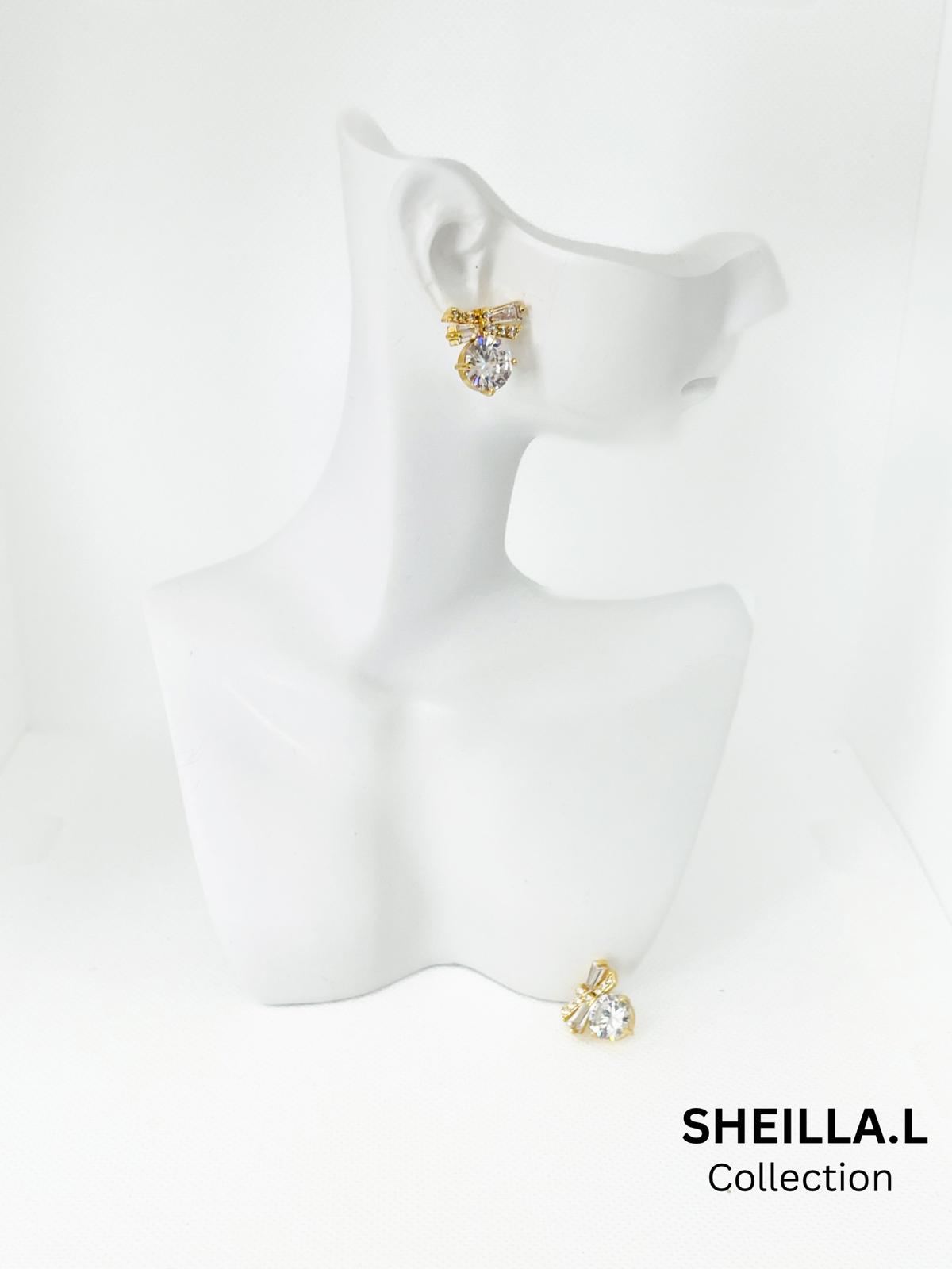 18K Gold Bow Crystal Stud Earrings – Sheilla.L Collection