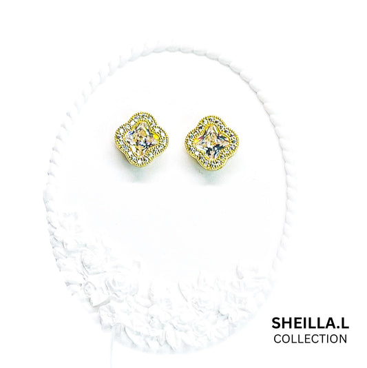 Sparkling Cushion Stud Earrings