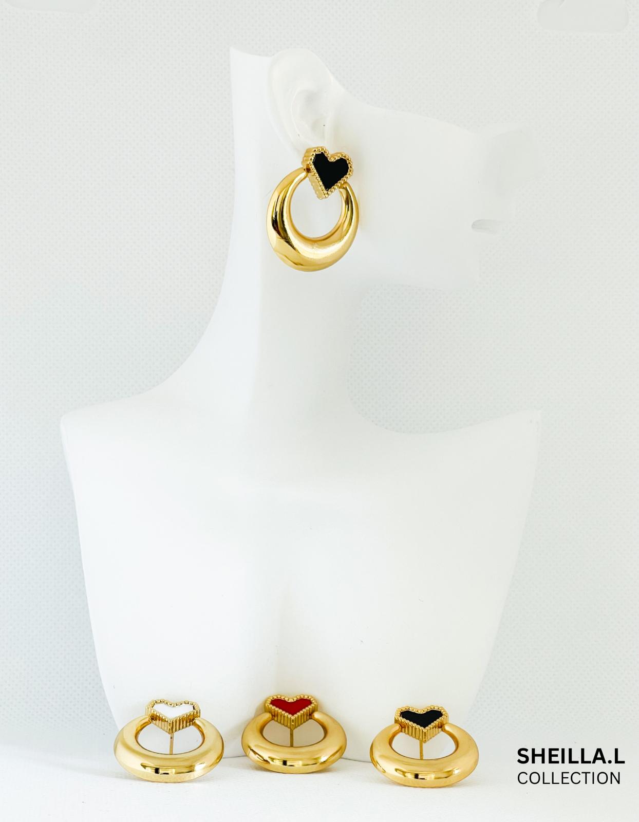 18K Gold Heart Hoop Earrings – 3 Colors