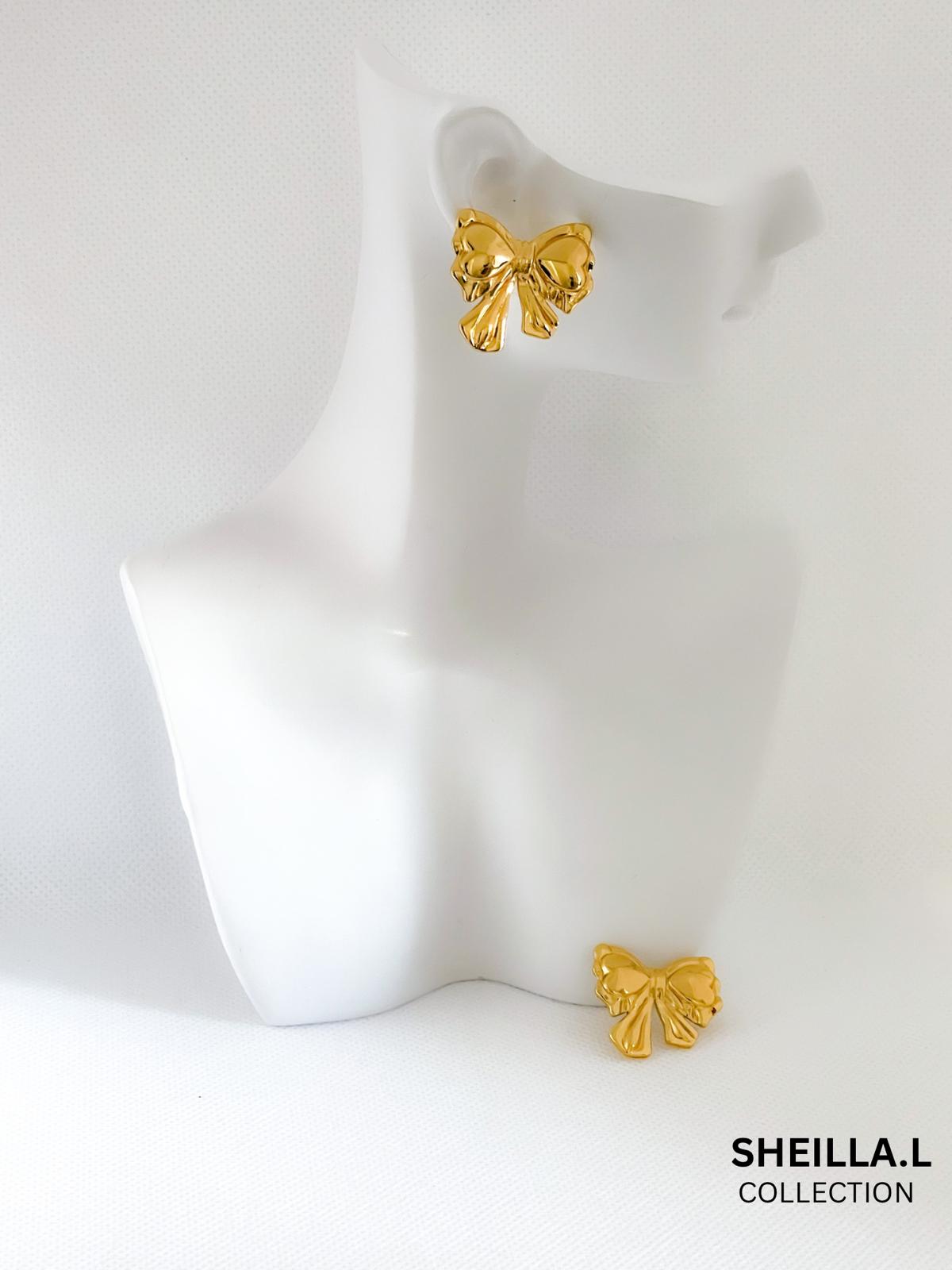 18K Gold Plated Bow Stud Earrings – Stainless Steel