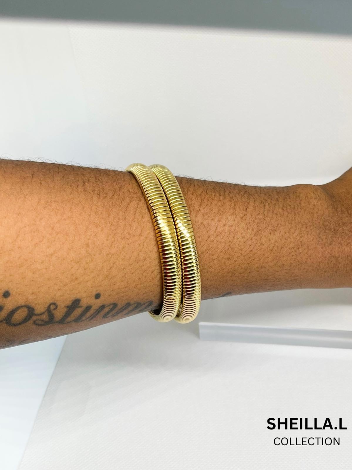 18K Gold Coil Bangle Bracelet – Stainless Steel
