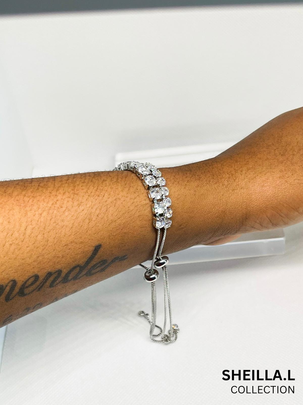 Silver Double Row Adjustable Bracelet – Stainless Steel
