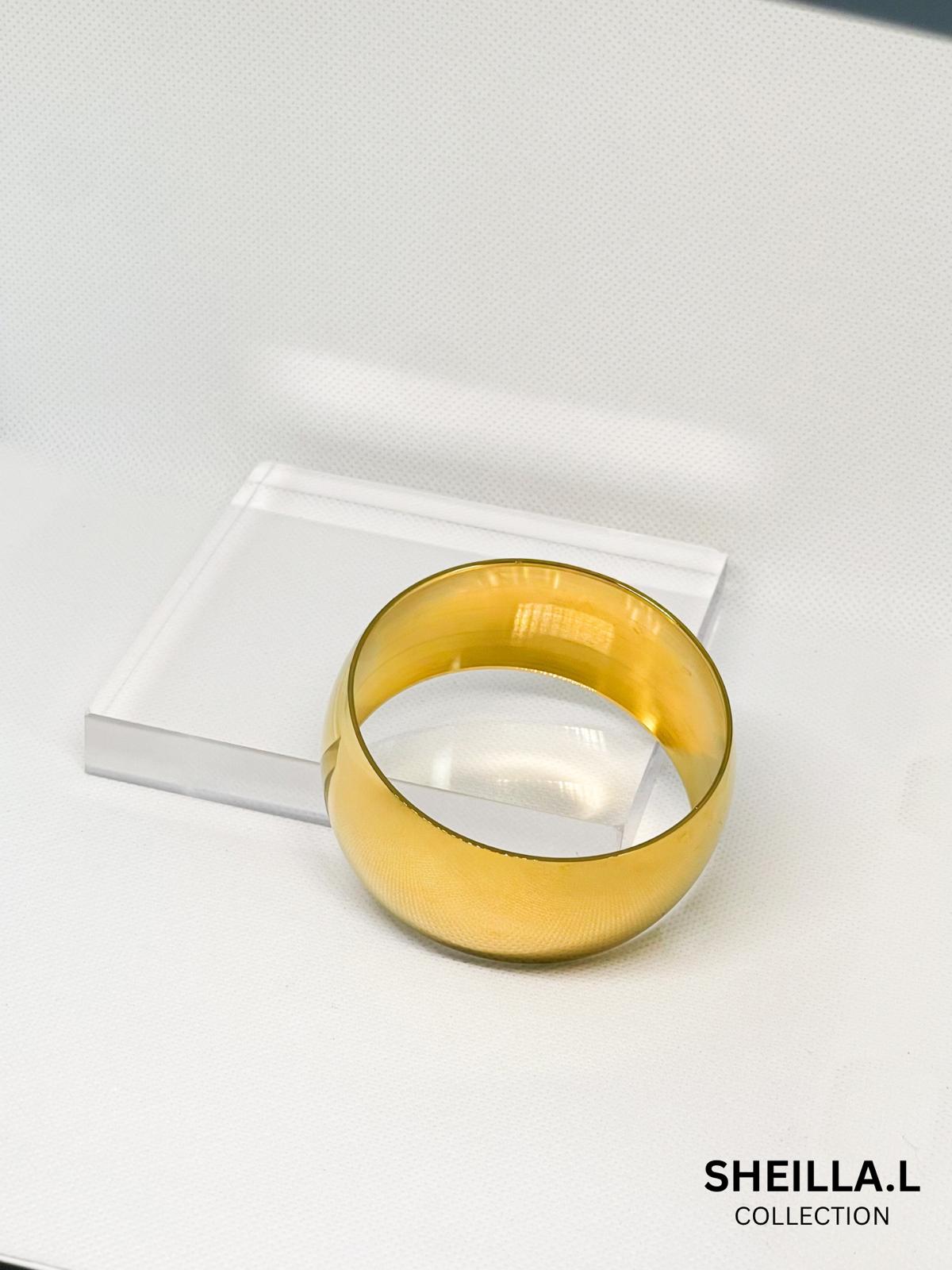 Wide Gold Statement Bangle Bracelet – Stainless Steel