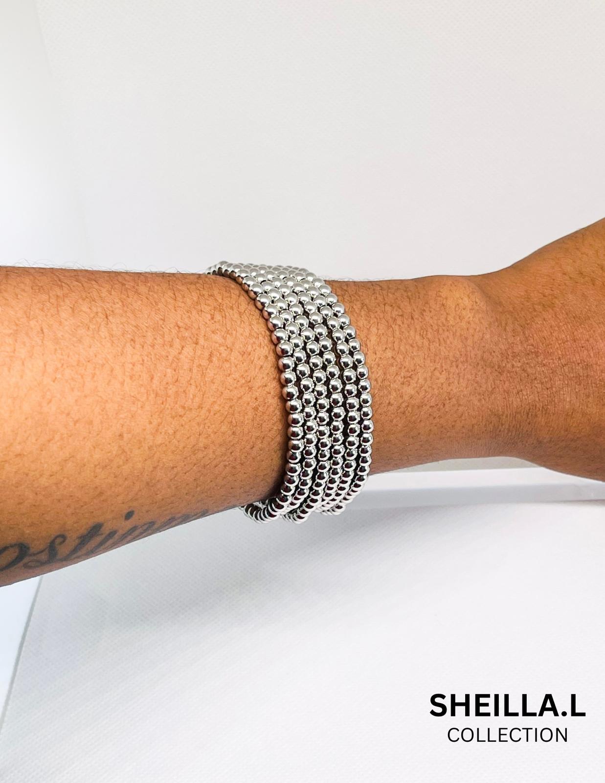 Minimalist Silver Beaded Bracelet – Stainless Steel